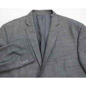 Michael Kors Blazer Mens 46R Gray Plaid 2 Buttons Single Breast Notch Label
